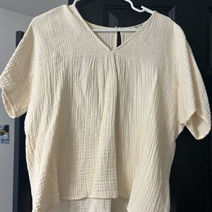Madewell Women's Cream gauze fabric V-Neck Top